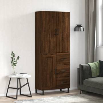 Stylish Highboard in Brown Oak - 69.5x34x180 cm | HipoMarket