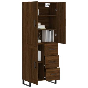 Stylish Highboard in Brown Oak - 69.5x34x180 cm | HipoMarket