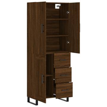 Stylish Highboard in Brown Oak - 69.5x34x180 cm | HipoMarket