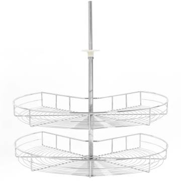 2-Tier Kitchen Wire Basket - Silver, 270 Degree Rotating Design