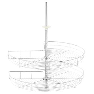 2-Tier Kitchen Wire Basket - Silver, 270 Degree Rotating Design