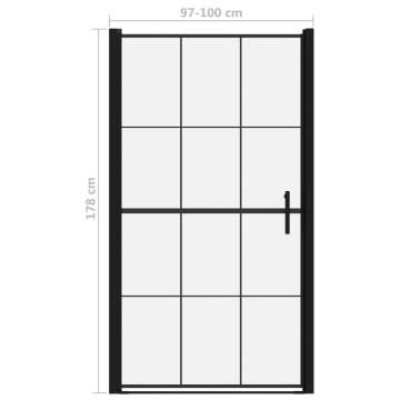 Shower Door Tempered Glass 100x178 cm - Modern Black Design