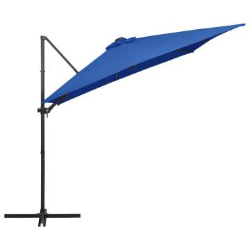 Cantilever Umbrella with LED Lights - Azure Blue 250x250 cm