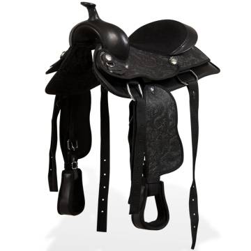 Western Saddle Set - Real Leather 13" Black | HipoMarket