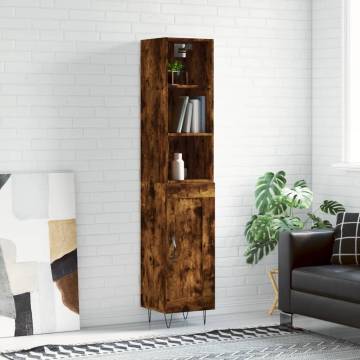 Stylish Highboard in Smoked Oak | Engineered Wood 34.5x34x180 cm