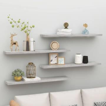 Floating Wall Shelves - 4 pcs Concrete Grey | Hipomarket UK