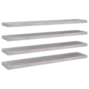 Floating Wall Shelves - 4 pcs Concrete Grey | Hipomarket UK