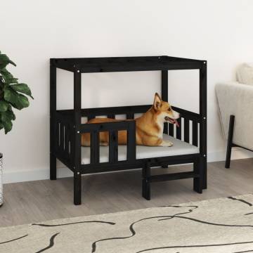 Dog Bed Black 95.5x73.5x90 cm - Solid Pine Wood Furniture