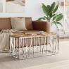 Coffee Table Silver Stainless Steel and Solid Wood Reclaimed Colour silver and brown Quantity in Package 1 Material wood 