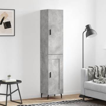 Stylish Highboard Concrete Grey - 34.5x34x180 cm