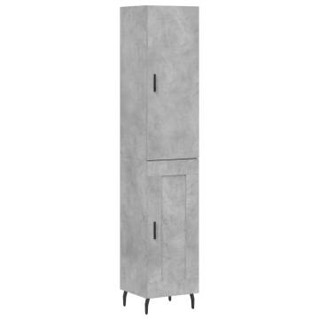 Stylish Highboard Concrete Grey - 34.5x34x180 cm