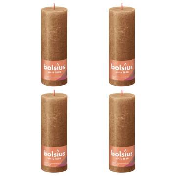 Bolsius Rustic Pillar Candles 4 pcs - Spice Brown