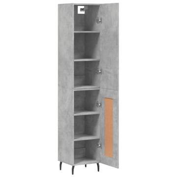 Stylish Highboard Concrete Grey - 34.5x34x180 cm