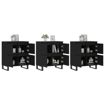 Elegant Black Engineered Wood Sideboards - 3 Pcs Set