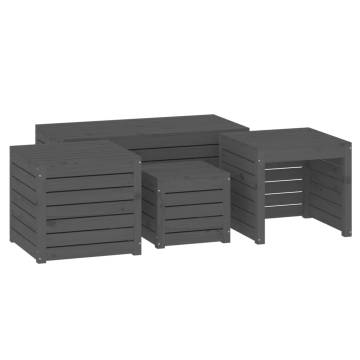 4 Piece Garden Box Set - Grey Solid Wood Pine | HipoMarket