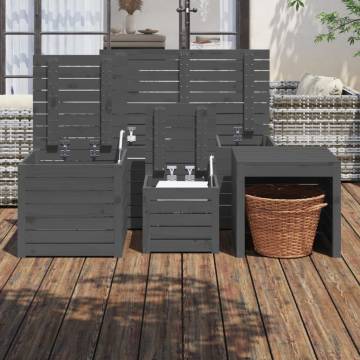 4 Piece Garden Box Set - Grey Solid Wood Pine | HipoMarket