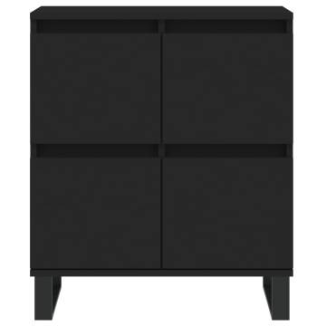 Elegant Black Engineered Wood Sideboards - 3 Pcs Set