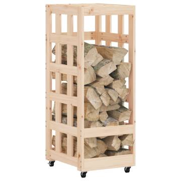 Log Holder with Wheels - Solid Pine Wood | HipoMarket