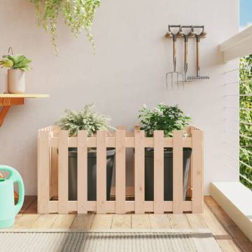 Garden Raised Bed with Fence Design - Solid Pine Wood 100x50x50 cm