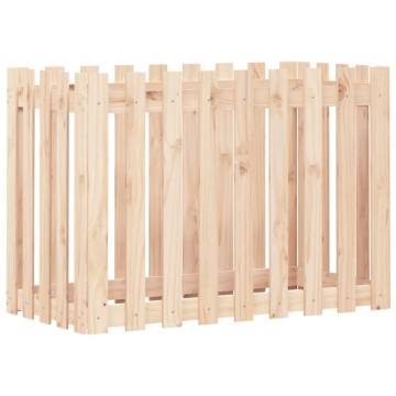 Garden Raised Bed with Fence Design - Solid Pine 100x50x70 cm