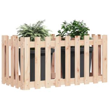 Garden Raised Bed with Fence Design - Solid Pine 100x50x70 cm