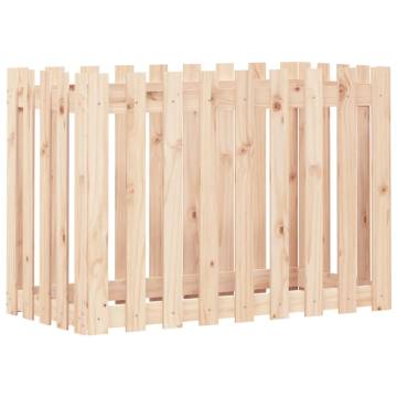 Garden Raised Bed with Fence Design - Solid Pine 100x50x70 cm