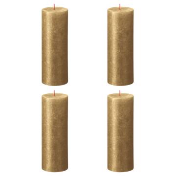 Bolsius Rustic Pillar Candles Shimmer - 4 pcs Gold 190x68 mm