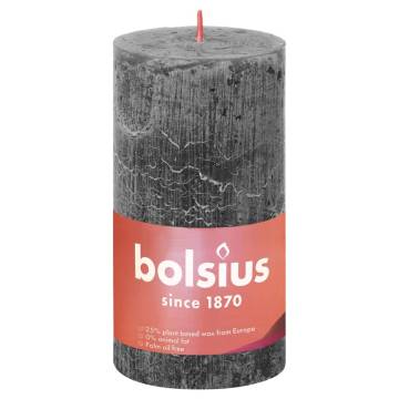 Bolsius Rustic Pillar Candles Shine - Stormy Grey, 4 pcs