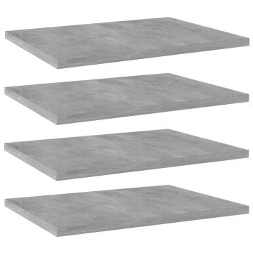 Bookshelf Boards 4 pcs Concrete Grey - Stylish Storage Solution