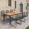 7 Piece Garden Dining Set - Black & Brown PVC Rattan