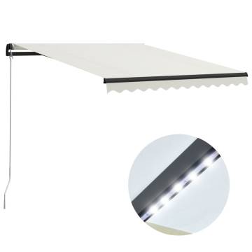 Manual Retractable Awning with LED - 300x250 cm Cream