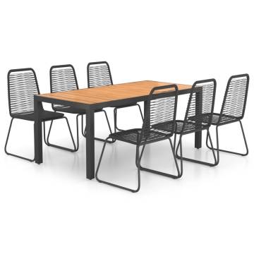 7 Piece Garden Dining Set - Black & Brown PVC Rattan