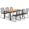 7 Piece Garden Dining Set - Black & Brown PVC Rattan