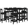 9 Piece Black Solid Wood Pine Bar Set - Hipomarket UK