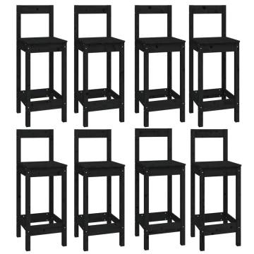 9 Piece Black Solid Wood Pine Bar Set - Hipomarket UK