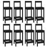 9 Piece Black Solid Wood Pine Bar Set - Hipomarket UK