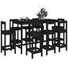 9 Piece Black Solid Wood Pine Bar Set - Hipomarket UK