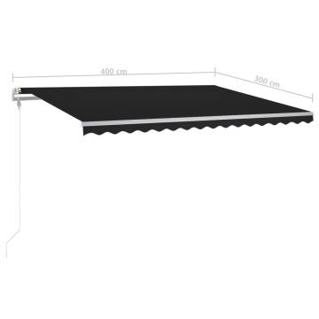 Manual Retractable Awning with LED - 4x3m Anthracite