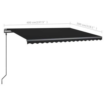 Manual Retractable Awning 4x3m - Anthracite | HipoMarket