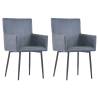 Dining Chairs with Armrests 2 pcs Grey Faux Suede Leather Colour grey Quantity in Package 2 