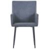 Stylish Grey Faux Suede Dining Chairs with Armrests - 2 pcs