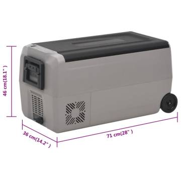 Portable Cool Box with Wheel and Handle - 50L Black & Grey