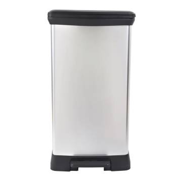 Curver Pedal Bin Deco Rectangular 50L Silver - Stylish & Durable