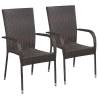 Stackable Outdoor Chairs 2 pcs Poly Rattan Brown Colour brown Quantity in Package 2 Number of 1 