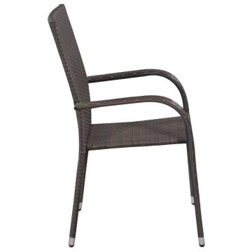 Stackable Outdoor Chairs - 2 Pcs Poly Rattan Brown