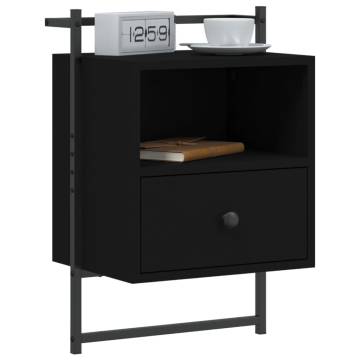 Wall-Mounted Black Bedside Cabinet - 40x30x61 cm | HipoMarket