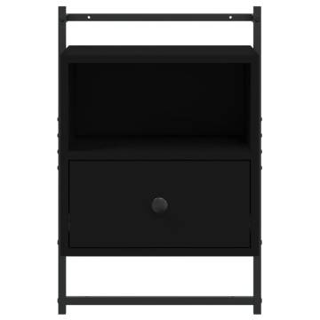 Wall-Mounted Black Bedside Cabinet - 40x30x61 cm | HipoMarket