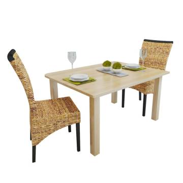 Dining Chairs Set of 2 - Abaca & Solid Mango Wood