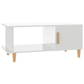 High Gloss White Coffee Table - 90x50x40 cm | Hipomarket