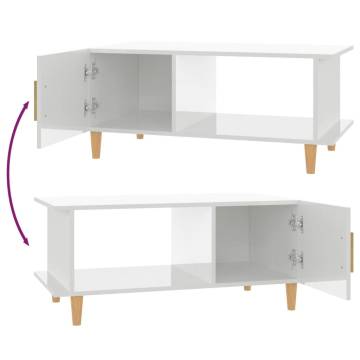 High Gloss White Coffee Table - 90x50x40 cm | Hipomarket